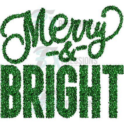 Merry And Bright Faux embroidery Sequin PNG, Red and Green