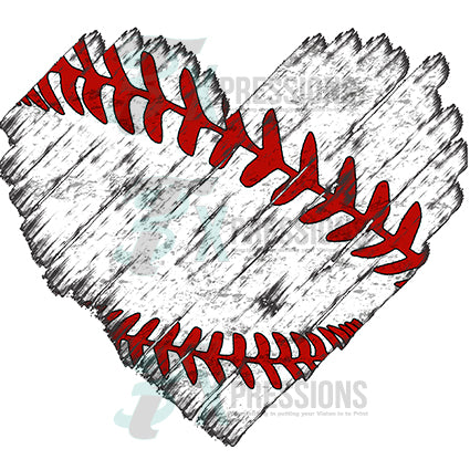 Custom Name Baseball Scribble Heart Transfer – Rustic Grace Heat