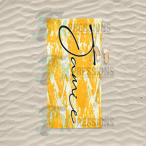 Personalized Gold Bleached Tie-Dye Beach Towel
