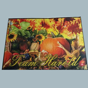 Personalized fall harvest theme door mat - 3T Xpressions