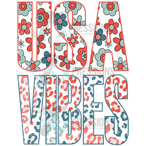USA Vibes Floral Leopard Distressed