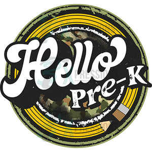 Hello PreK Camo Pencil Circle