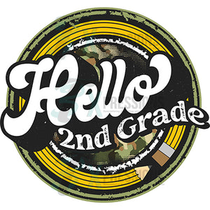 Hello 2nd Grade Camo Pencil Circle