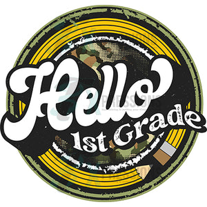 Hello 1st Grade Camo Pencil Circle