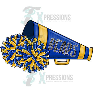 Personalized Blue and Gold Cheer Megaphone