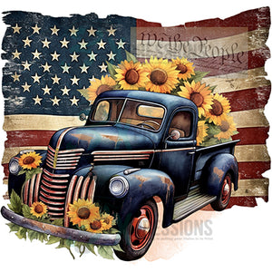 sunflower patriotic flag truck