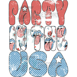 Party in the USA Lips Chubby Retro Distressed
