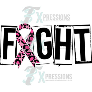 Fight leopard breast cancer ribbon