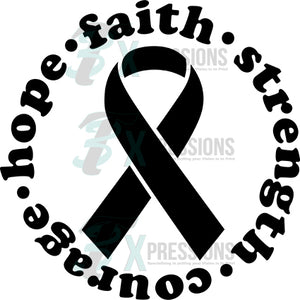 Hope faith courage cancer ribbon