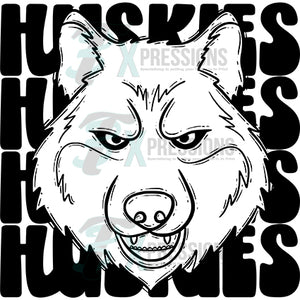 Stacked Mascots HUSKIES