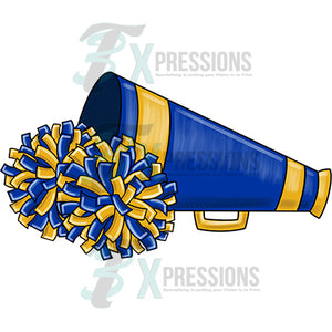 blue gold cheer megaphone