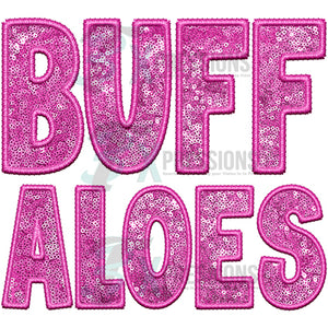 Buffaloes Embroidery Sequin Pink