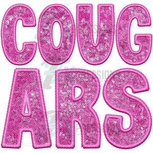 Cougars Embroidery Sequin Pink