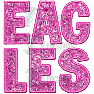 Eagles Embroidery Sequin Pink