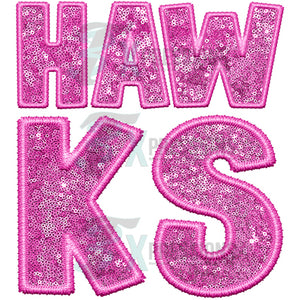 Hawks Embroidery Sequin Pink