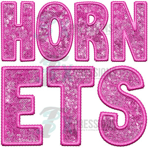 Hornets Embroidery Sequin Pink