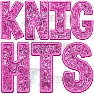 Knights Embroidery Sequin Pink
