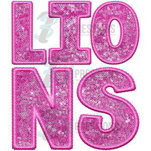 Lions Embroidery Sequin Pink