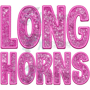 Longhorns Embroidery Sequin Pink