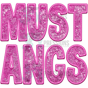 Mustangs Embroidery Sequin Pink