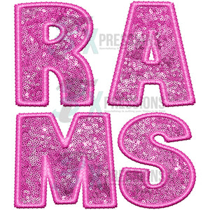 Rams Embroidery Sequin Pink