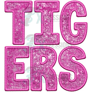 Tigers Embroidery Sequin Pink
