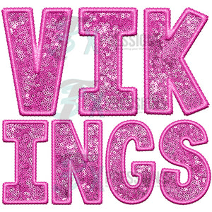 Vikings Embroidery Sequin Pink