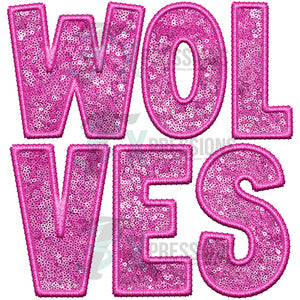 Wolves Embroidery Sequin Pink