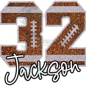 Personalized Glitter Football Number
