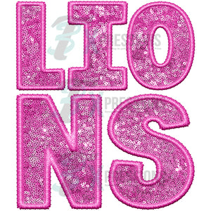 Lions Embroidery Sequin Pink
