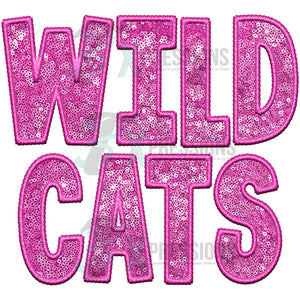 Wildcats Embroidery Sequin Pink