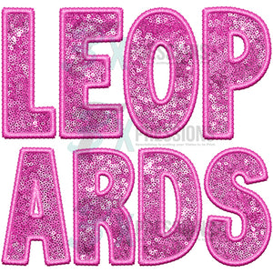 Leopards Embroidery Sequin Pink