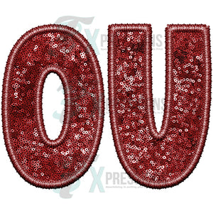 OU Embroidery Sequin Crimson