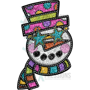 faux glitter bright snowman