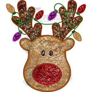 Faux Embroidery Girl Reindeer