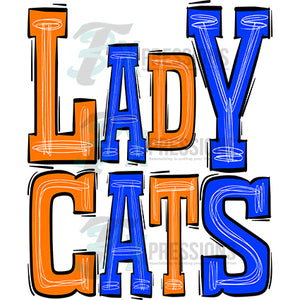 LADY CATS-ORANGE-ROYAL BLUE