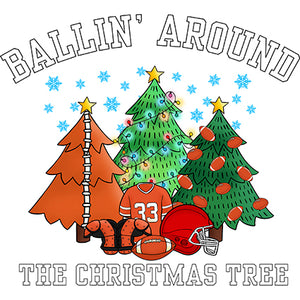 Football Ballin Around the Christmas Tree