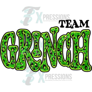 Team Grinch Vintage Shadow Outline Leopard Green