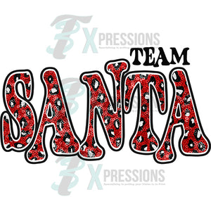 Team Santa Vintage Shadow Outline Leopard Red