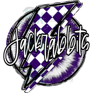 Personalized Purple and White Checkered lightning Bolt with Tie Dye