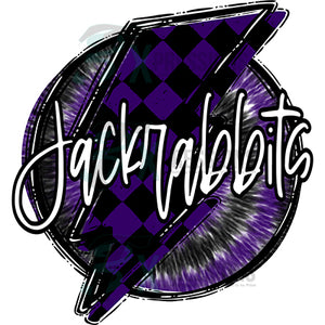 Personalized Purple and Black Checkered lightning Bolt with Tie Dye