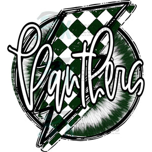 Personalized Dark Green and White Checkered lightning Bolt with Tie Dye