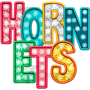 Hornets Bright Glitter Patch Faux Embroidery