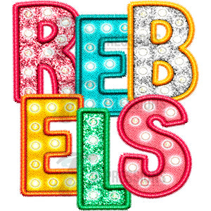 Rebels Bright Glitter Patch Faux Embroidery