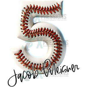 Personalized Number with Script Name Baseball