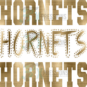 Hornets Varsity Polka Dot Foil Texture Gold