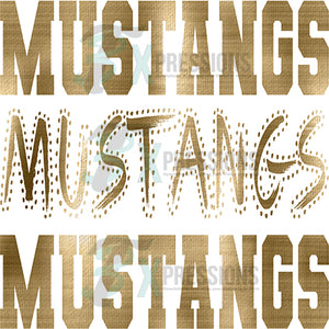 Mustangs Varsity Polka Dot Foil Texture Gold