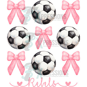 Personalized Pink Bow and Soccer 3 rows