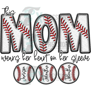 Personalized Embroidery Sports this Mom wears her heart with 3 balls