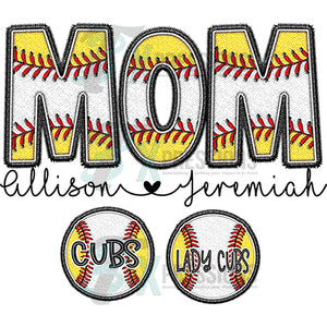 Personalized Embroidery Sports Mom names under with up to  3 balls